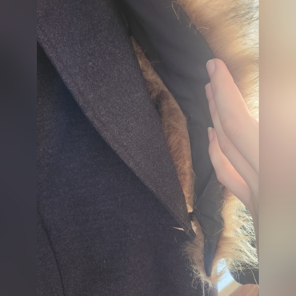 Fur Trim Button Front Autumn Winter Coat size Small - Picture 6 of 9